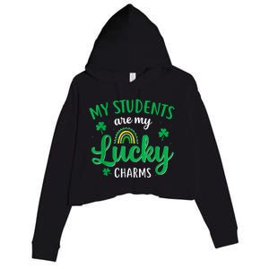 Teacher St Patricks Day My Students Are My Lucky Charms Crop Fleece Hoodie