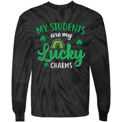 Teacher St Patricks Day My Students Are My Lucky Charms Tie-Dye Long Sleeve Shirt