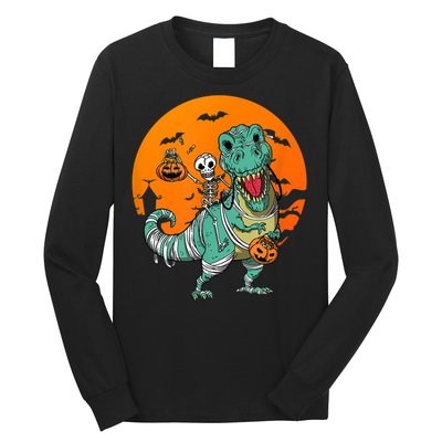 Trex Skeleton Pumpkin Halloween Costume Long Sleeve Shirt