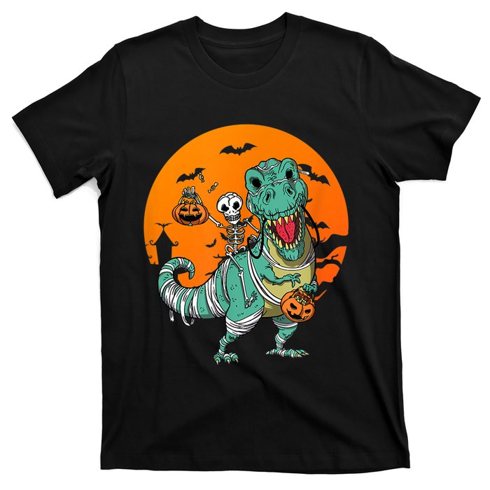 Trex Skeleton Pumpkin Halloween Costume T-Shirt