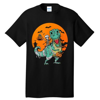 Trex Skeleton Pumpkin Halloween Costume Tall T-Shirt