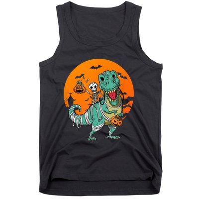 Trex Skeleton Pumpkin Halloween Costume Tank Top