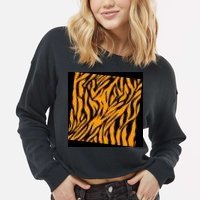 Tiger Stripes Pattern Cropped Pullover Crew