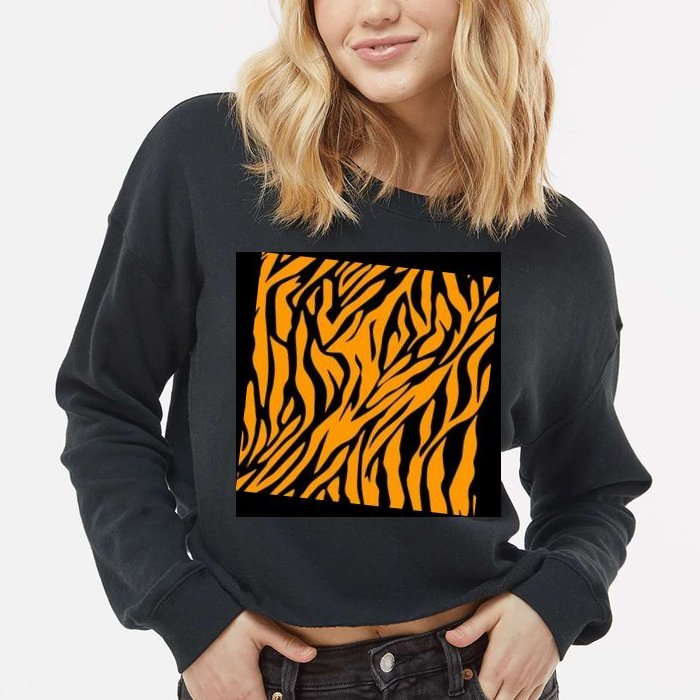Tiger Stripes Pattern Cropped Pullover Crew