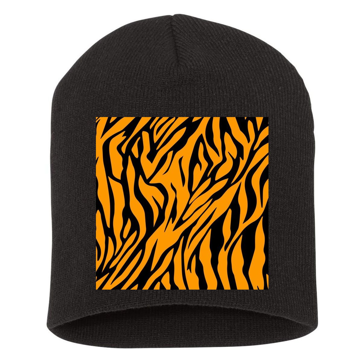 Tiger Stripes Pattern Short Acrylic Beanie