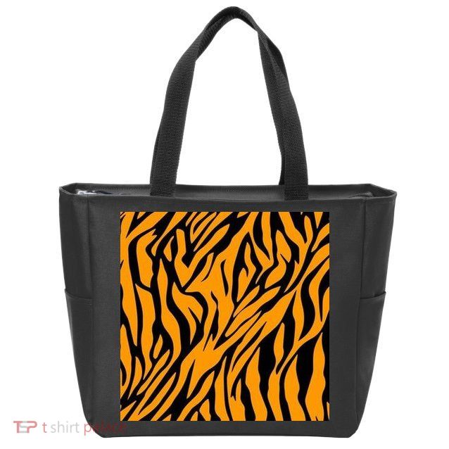 Tiger Stripes Pattern Zip Tote Bag