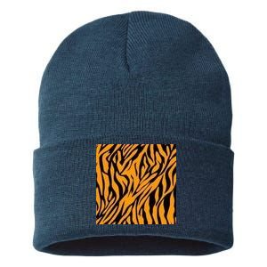 Tiger Stripes Pattern Sustainable Knit Beanie