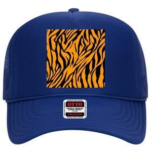 Tiger Stripes Pattern High Crown Mesh Back Trucker Hat