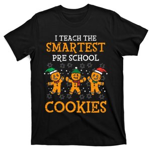 Teach Smartest Preschool Cookies Teacher Christmas Xmas T-Shirt