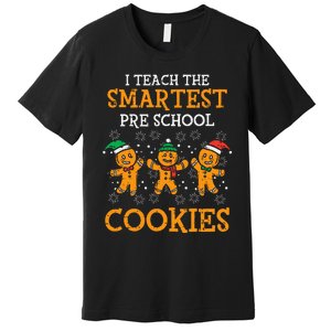 Teach Smartest Preschool Cookies Teacher Christmas Xmas Premium T-Shirt