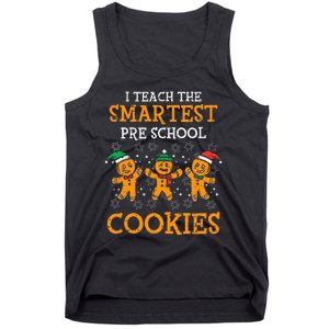 Teach Smartest Preschool Cookies Teacher Christmas Xmas Tank Top