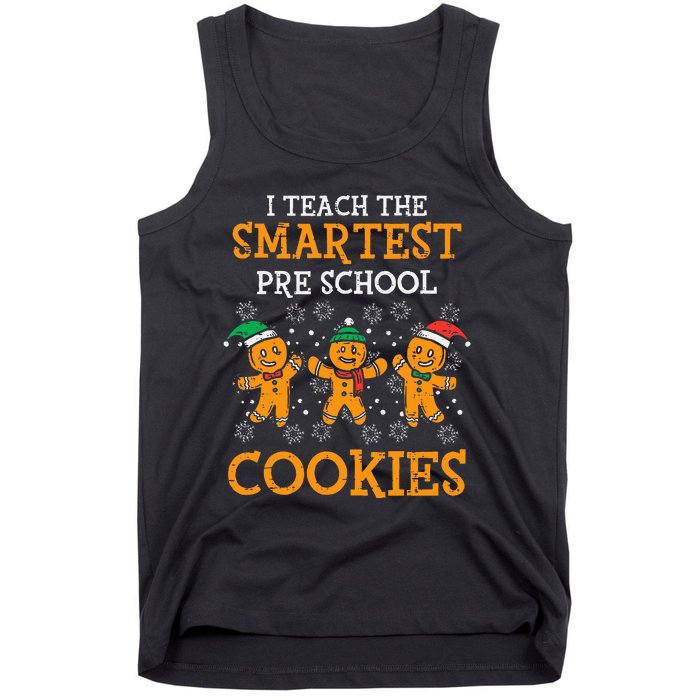 Teach Smartest Preschool Cookies Teacher Christmas Xmas Tank Top