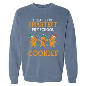 Teach Smartest Preschool Cookies Teacher Christmas Xmas Garment-Dyed Sweatshirt