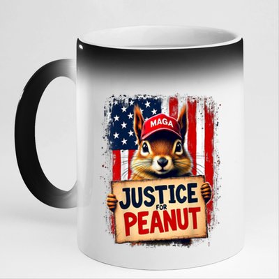 The Squirrel Peanut Squirrel Maga American Flag Justice For Peanut Gift 11oz Black Color Changing Mug