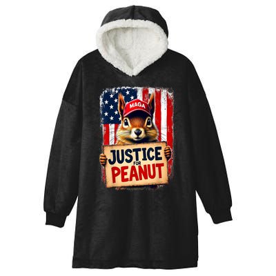 The Squirrel Peanut Squirrel Maga American Flag Justice For Peanut Gift Hooded Wearable Blanket