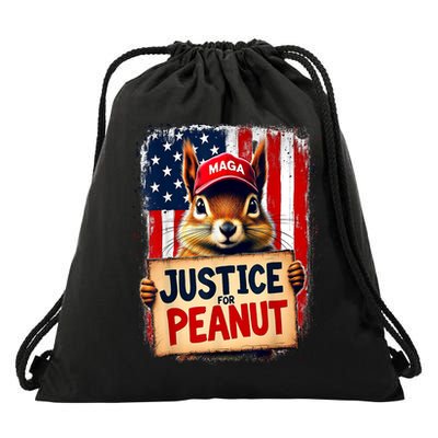 The Squirrel Peanut Squirrel Maga American Flag Justice For Peanut Gift Drawstring Bag