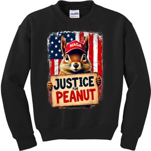 The Squirrel Peanut Squirrel Maga American Flag Justice For Peanut Gift Kids Sweatshirt