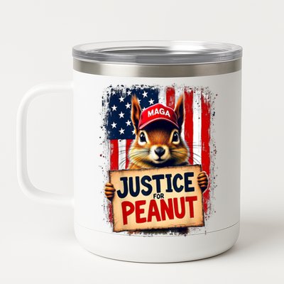 The Squirrel Peanut Squirrel Maga American Flag Justice For Peanut Gift 12 oz Stainless Steel Tumbler Cup