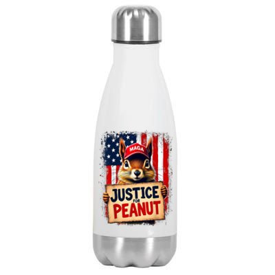 The Squirrel Peanut Squirrel Maga American Flag Justice For Peanut Gift Stainless Steel Insulated Water Bottle