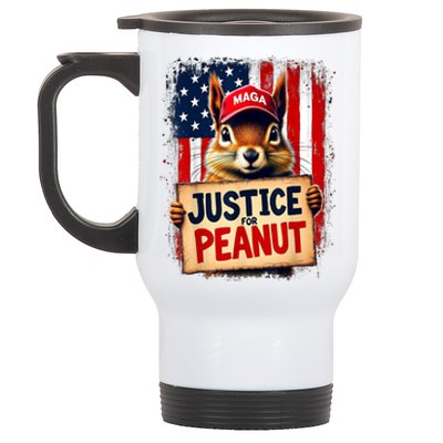 The Squirrel Peanut Squirrel Maga American Flag Justice For Peanut Gift Stainless Steel Travel Mug