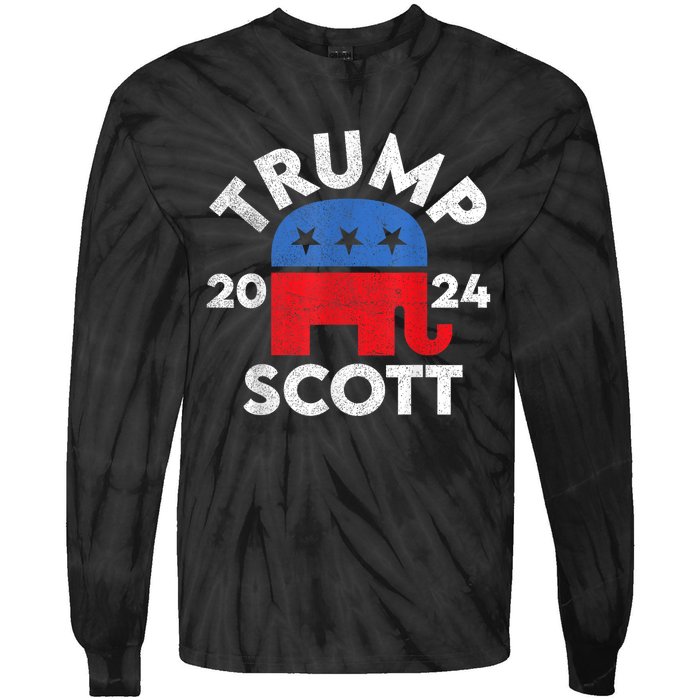 Trump Scott President Trump 2024 Tie-Dye Long Sleeve Shirt