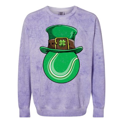 Tennis St Patricks Day Ball Leprechaun Shamrock Great Gift Colorblast Crewneck Sweatshirt