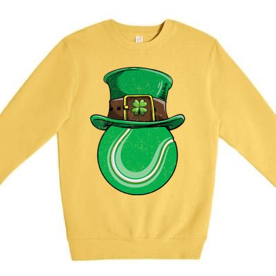 Tennis St Patricks Day Ball Leprechaun Shamrock Great Gift Premium Crewneck Sweatshirt