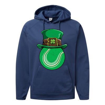 Tennis St Patricks Day Ball Leprechaun Shamrock Great Gift Performance Fleece Hoodie