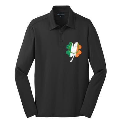 Tennis St Patricks Day Catcher Pitcher Shamrock Gift Silk Touch Performance Long Sleeve Polo