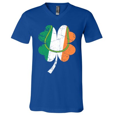 Tennis St Patricks Day Catcher Pitcher Shamrock Gift V-Neck T-Shirt