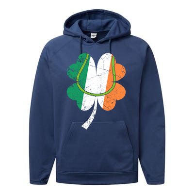 Tennis St Patricks Day Catcher Pitcher Shamrock Gift Performance Fleece Hoodie