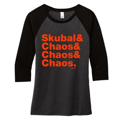 Tarik Skubal & Pitching Chaos Detroit Baseball Women's Tri-Blend 3/4-Sleeve Raglan Shirt