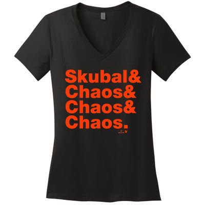 Tarik Skubal & Pitching Chaos Detroit Baseball Women's V-Neck T-Shirt