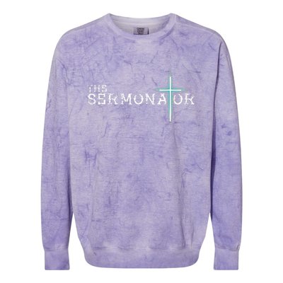 The Sermonator Pastor Appreciation Christian Cross Colorblast Crewneck Sweatshirt