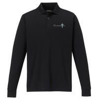 The Sermonator Pastor Appreciation Christian Cross Performance Long Sleeve Polo