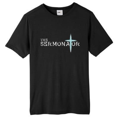 The Sermonator Pastor Appreciation Christian Cross Tall Fusion ChromaSoft Performance T-Shirt