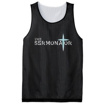 The Sermonator Pastor Appreciation Christian Cross Mesh Reversible Basketball Jersey Tank