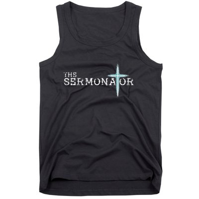 The Sermonator Pastor Appreciation Christian Cross Tank Top