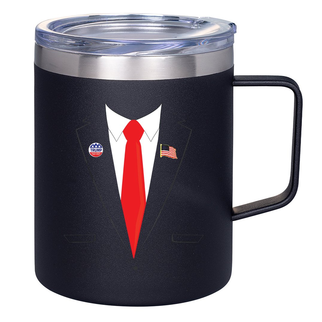 Tuxedo Suit Presidents Day Trump Pin Costume 12oz Stainless Steel Coffee Mug