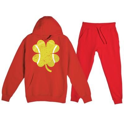 Tennis St Patricks Day Sports Shamrock Costume Cute Gift Premium Hooded Sweatsuit Set