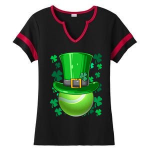 Tennis St Patrick's Day Irish Tennis Players Leprechaun Hat Gift Ladies Halftime Notch Neck Tee