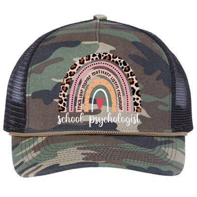 Teacher School Psychologist LSSP Rainbow Happy 100th Day Retro Rope Trucker Hat Cap