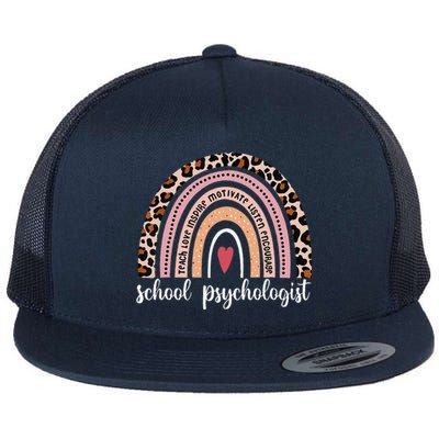 Teacher School Psychologist LSSP Rainbow Happy 100th Day Flat Bill Trucker Hat