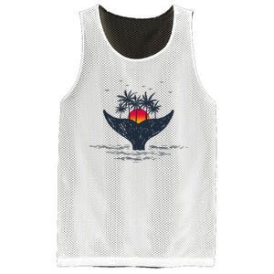 Tropical Sunset Palm Trees Whale Tail Summer Vacation Mesh Reversible Basketball Jersey Tank