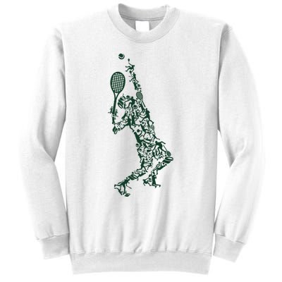 Tennis Shirt Player Positions Balls Racket In Drawing Sweatshirt