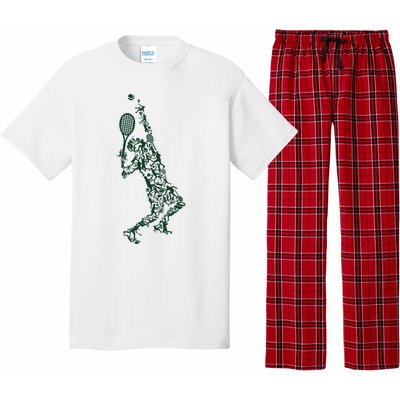 Tennis Shirt Player Positions Balls Racket In Drawing Pajama Set