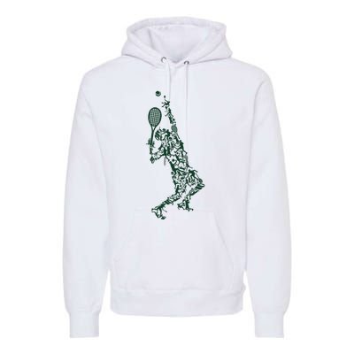 Tennis Shirt Player Positions Balls Racket In Drawing Premium Hoodie