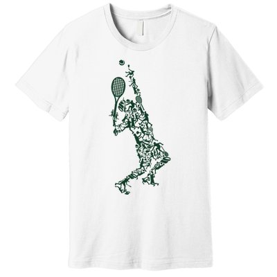 Tennis Shirt Player Positions Balls Racket In Drawing Premium T-Shirt