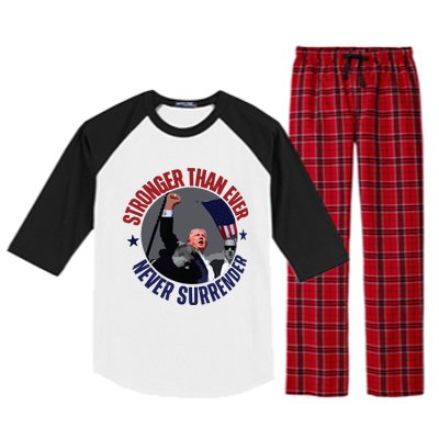 Trump Shot Photo Never Surrender Trump 2024 Butler Rally Trump Raglan Sleeve Pajama Set