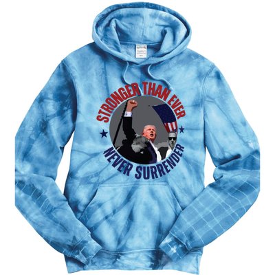 Trump Shot Photo Never Surrender Trump 2024 Butler Rally Trump Tie Dye Hoodie